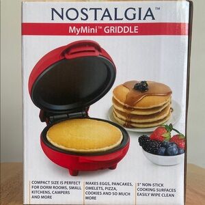 Nostalgia MyMini Red Griddle with Non-Stick Surface